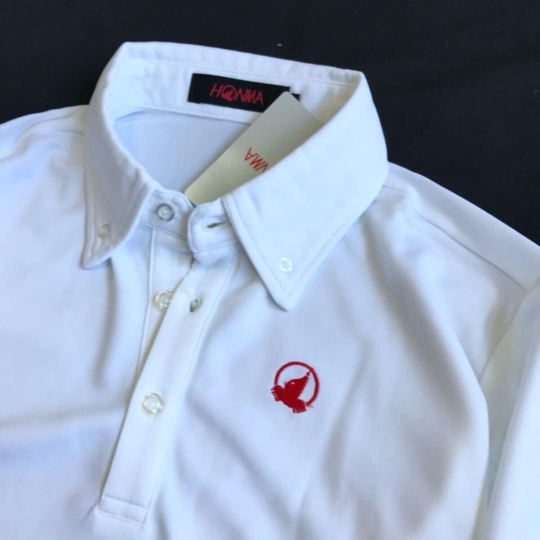 P111新品【メンズL】白 本間 ゴルフ 半袖 ポロシャツ ドライ吸汗
