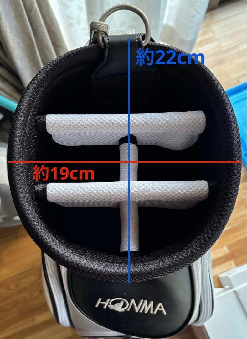 【Mr-K】HONMA キャディバッグ ホワイト/ブラック フード付き