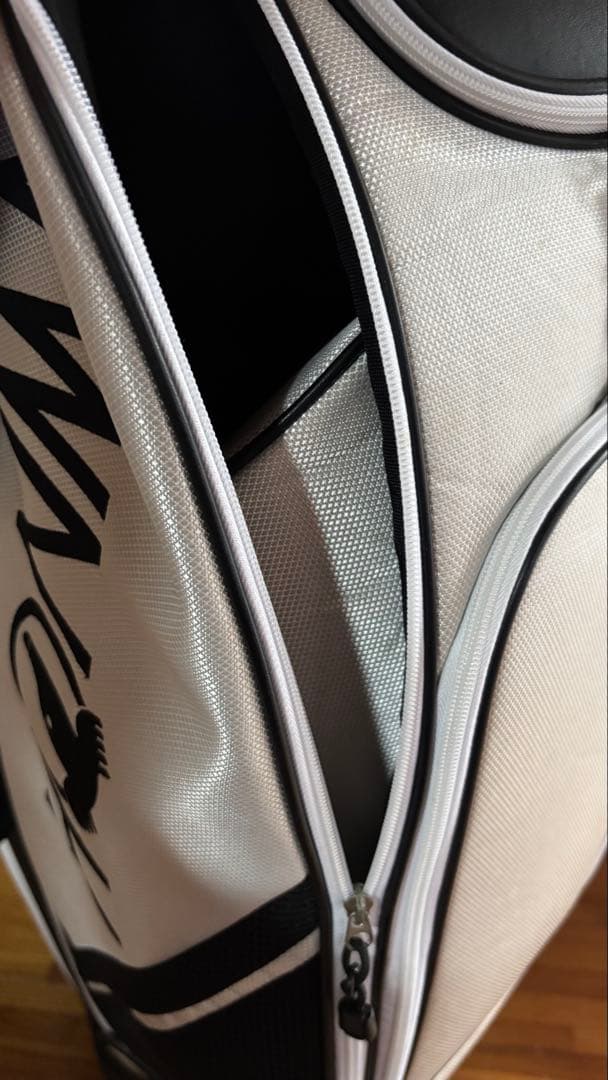 【Mr-K】HONMA キャディバッグ ホワイト/ブラック フード付き