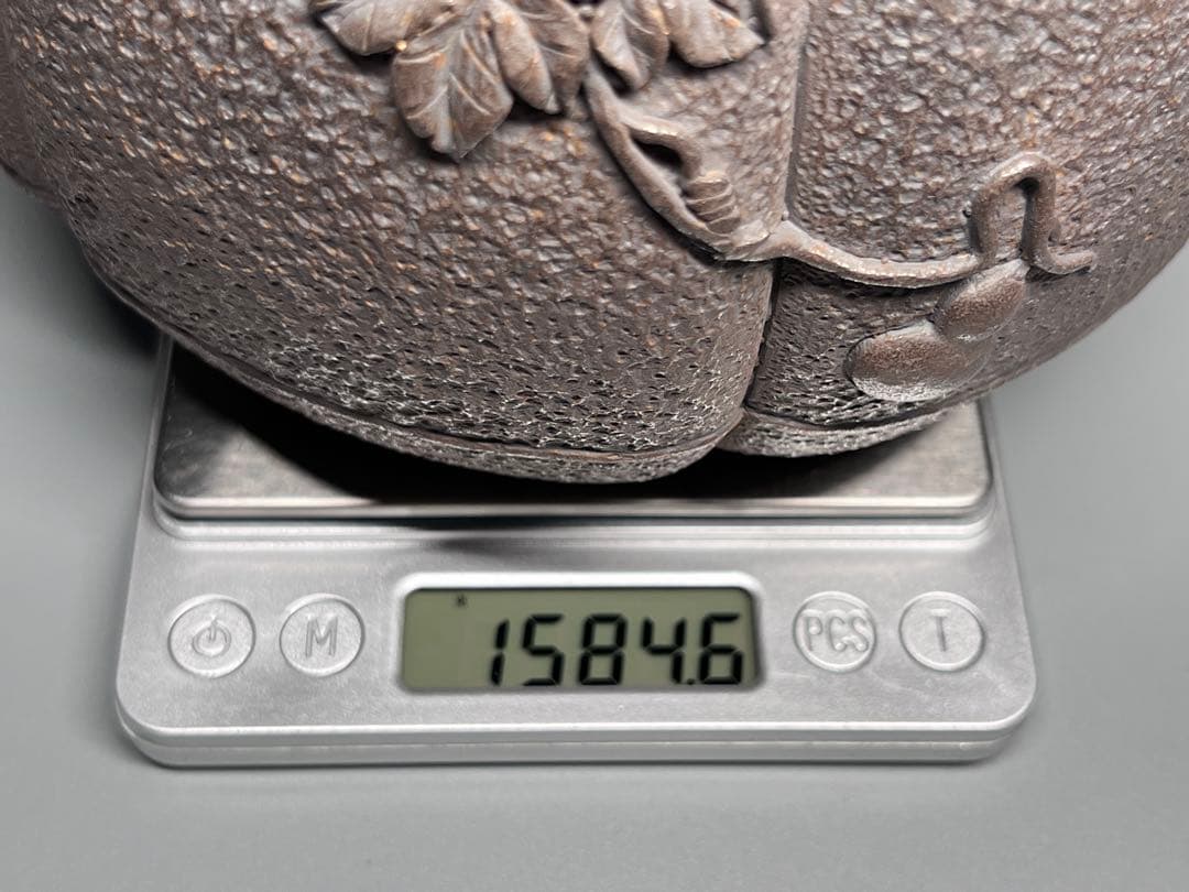 古美術　南部鉄器　鉄瓶　南瓜形　かぼちゃ　鉄分補給　IH直火対応1.2L　茶道具