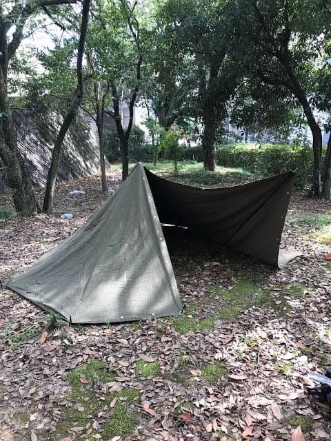 【軍幕】東ドイツ軍　レインドロップカモ　ポンチョテント 3枚