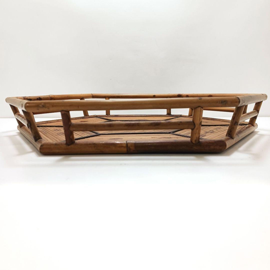 Y179 煎茶道具 紅斑竹 網代網 六角煎茶盆 茶盆　ma　の