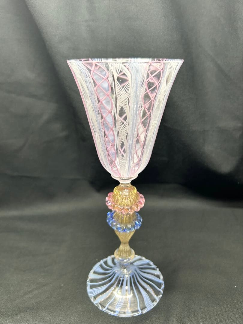 ベネチアングラスSeguso製レース柄ヴィンテージ品　未使用品
