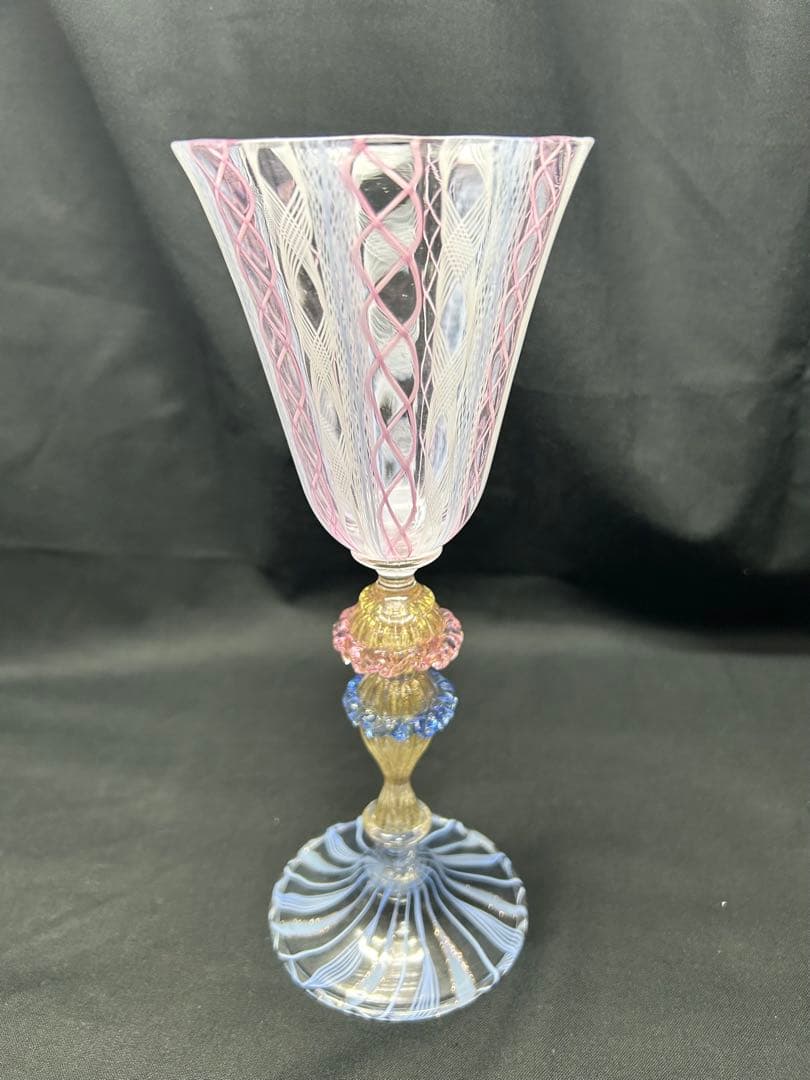 ベネチアングラスSeguso製レース柄ヴィンテージ品　未使用品