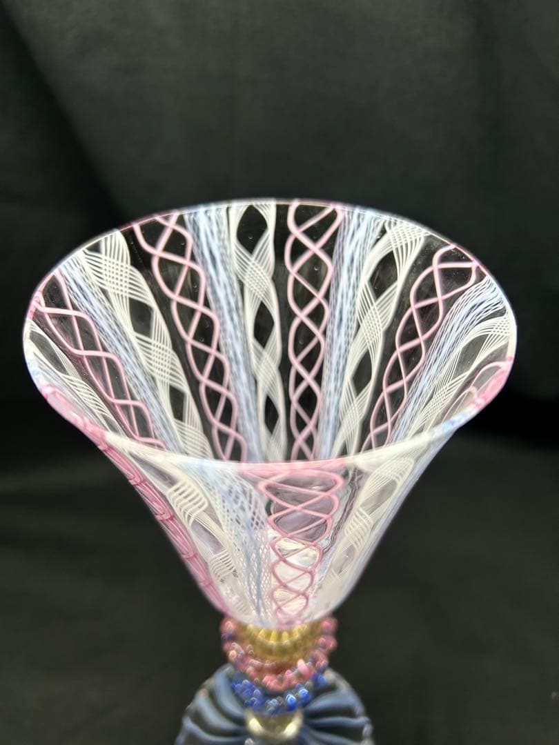 ベネチアングラスSeguso製レース柄ヴィンテージ品　未使用品