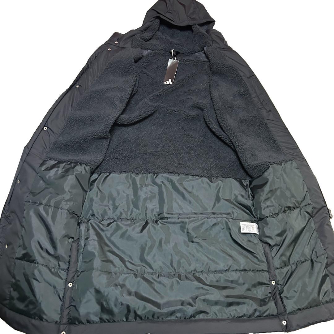 新品　ADIDAS　Mサイズ　ロング ボアコート　ベンチコート　ブラック　タフタ