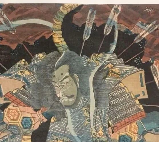 浮世絵版画、八島壇之浦海底之圖三枚綴り真ん中1枚売り。歌川芳艶画、安政5年出版