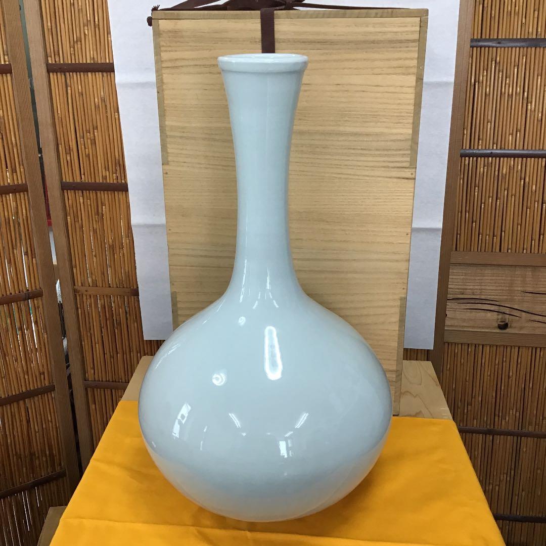 華道道具 花入 白磁鶴首壺 造 元康 共箱 N１３１KB