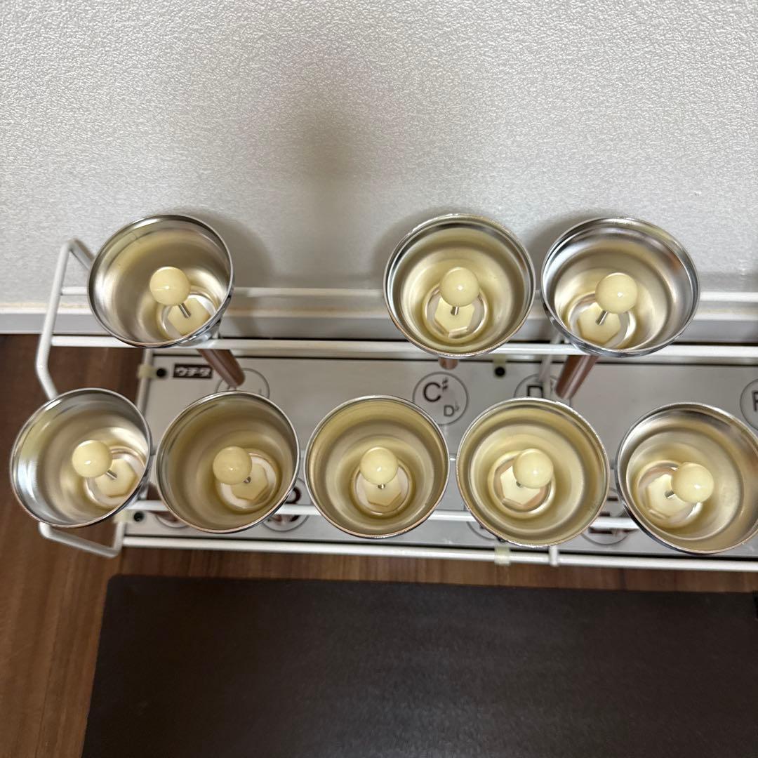 美品 UCHIDA ウチダ ミュージックベル 20音 スタンド付き ハンドベル