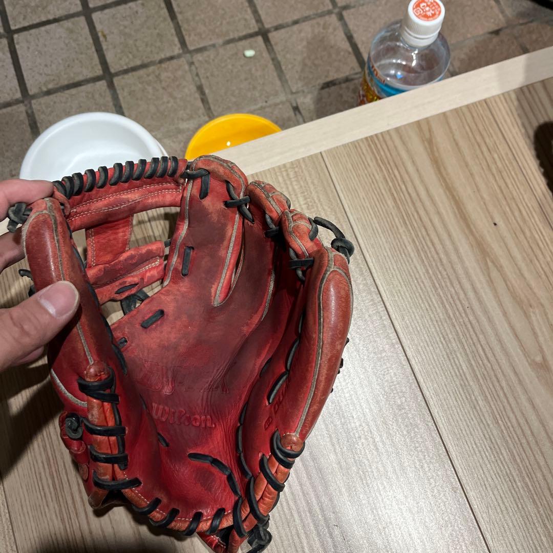 即戦力Wilson 軟式グローブ 赤 オールラウンド小指2本入れ