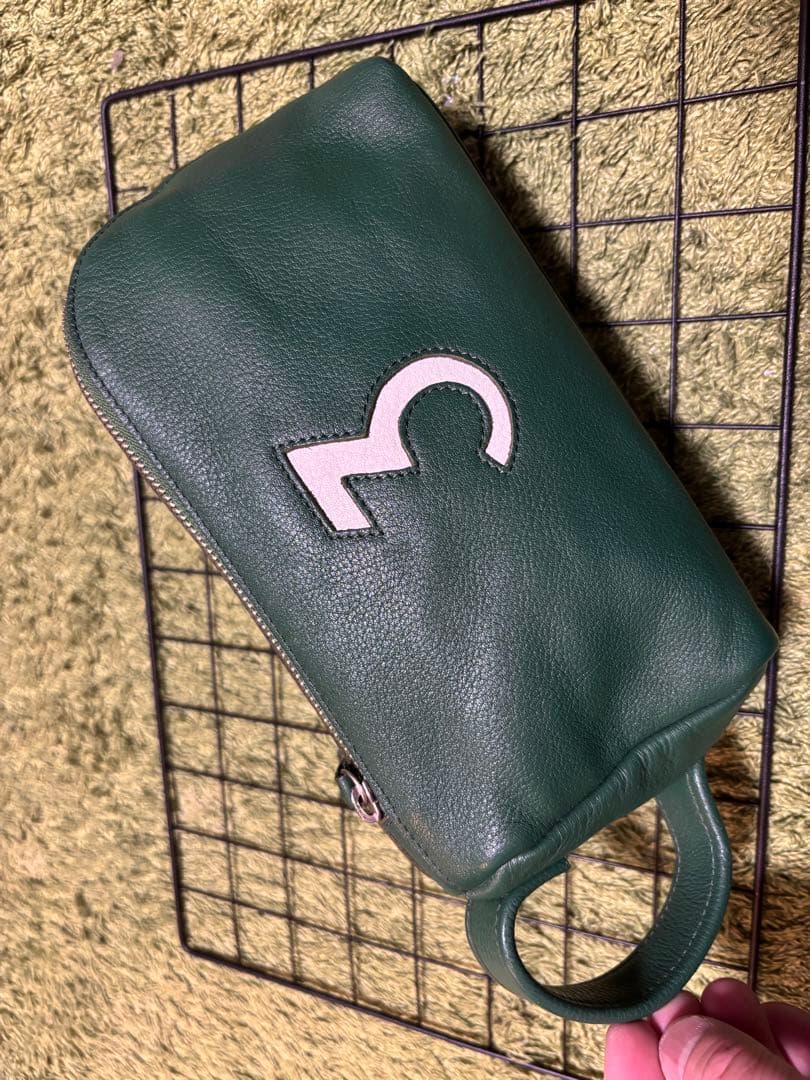 木の庄帆布 本革 ゴルフラウンドポーチ グリーン ほぼ未使用