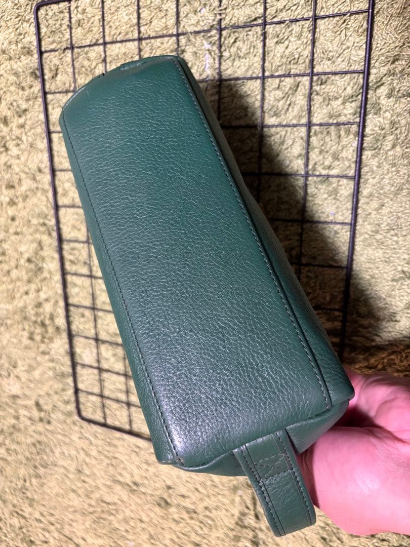 木の庄帆布 本革 ゴルフラウンドポーチ グリーン ほぼ未使用