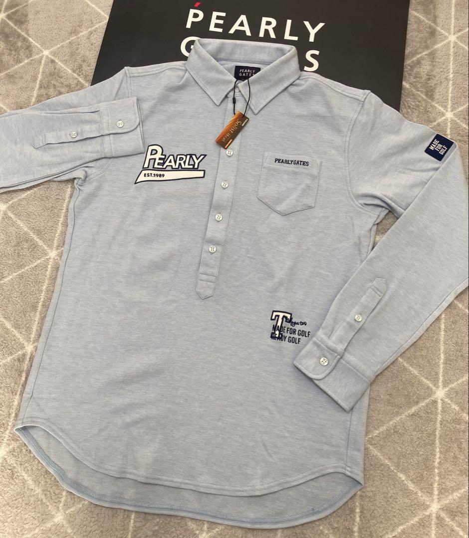 新品 パーリーゲイツ ストレッチカノコスムースピーチ 長袖ポロシャツ(6)LL青