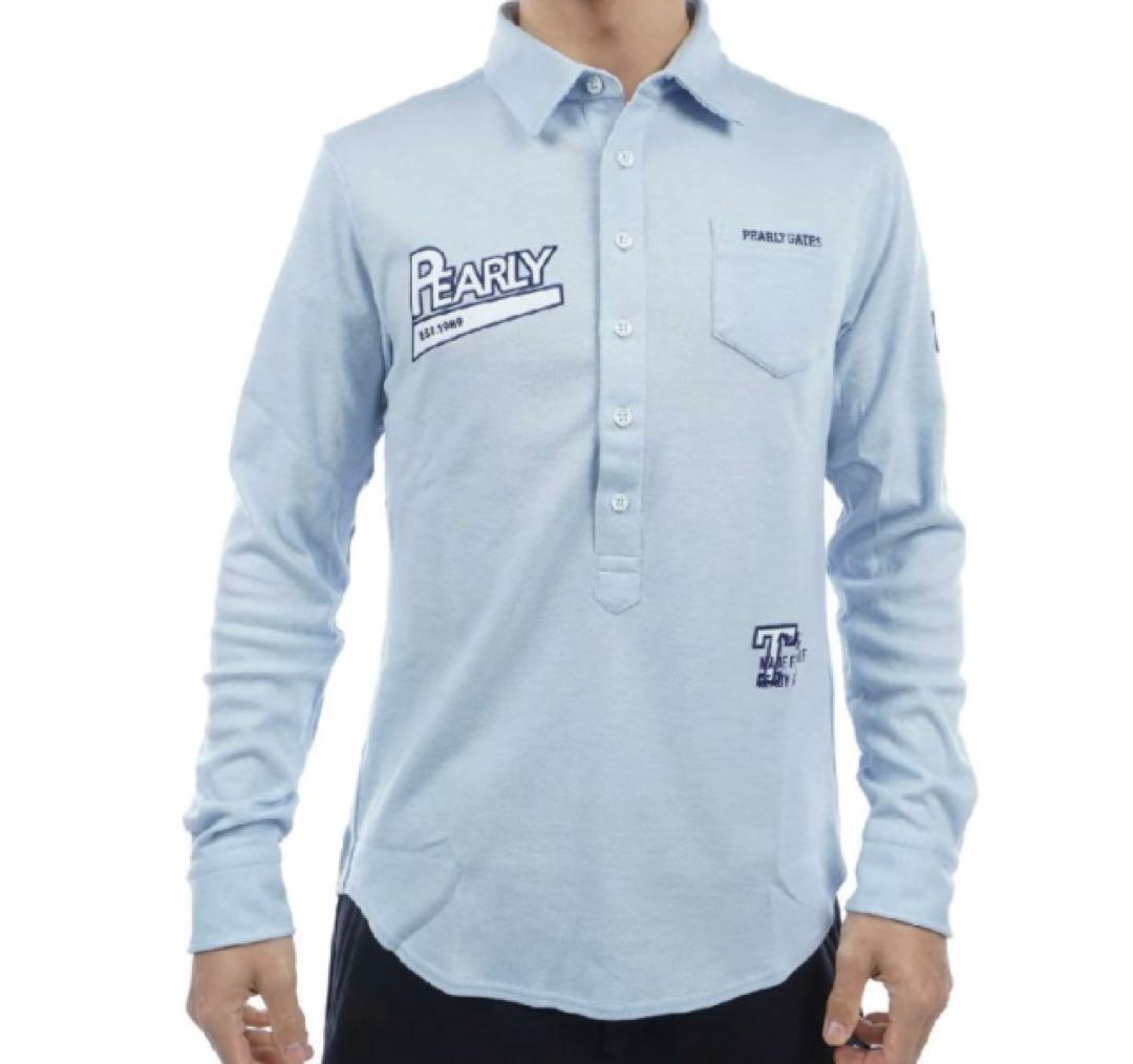 新品 パーリーゲイツ ストレッチカノコスムースピーチ 長袖ポロシャツ(6)LL青