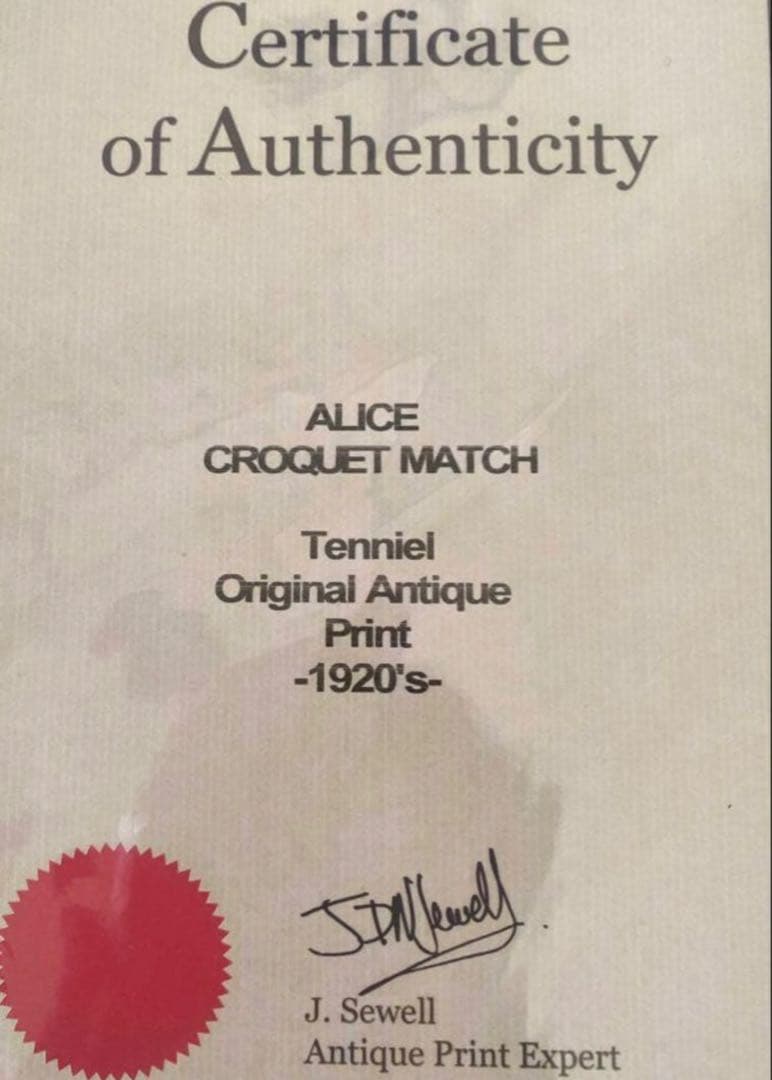 値下げ！！イタリア製額入り不思議な国のアリス ジョン テニエル 1920年代