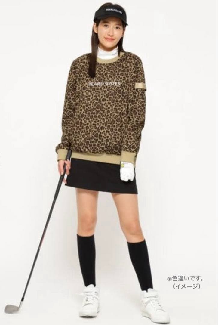 美品 パーリーゲイツ カシミヤ混 ニット レディース サイズ0 レオパード柄