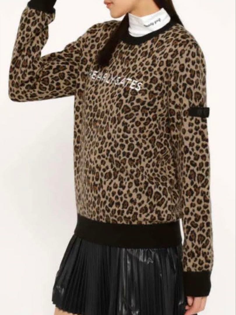 美品 パーリーゲイツ カシミヤ混 ニット レディース サイズ0 レオパード柄