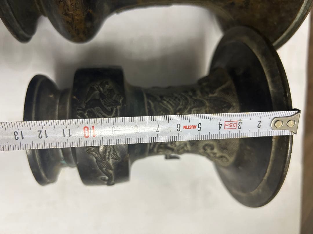 古花瓶，宣德銅製，古董，時代物