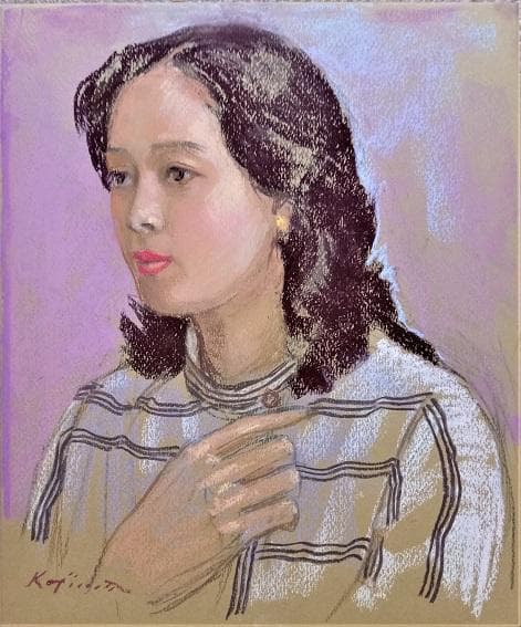 小島俊男　愛知県立芸術大学美術学部教授　パステル画　タイトル「婦人像」