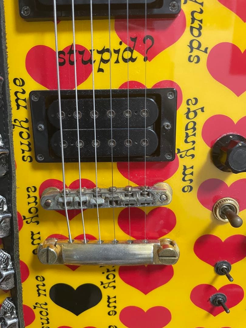 hide MG-145S イエローハート　髑髏ストラップ