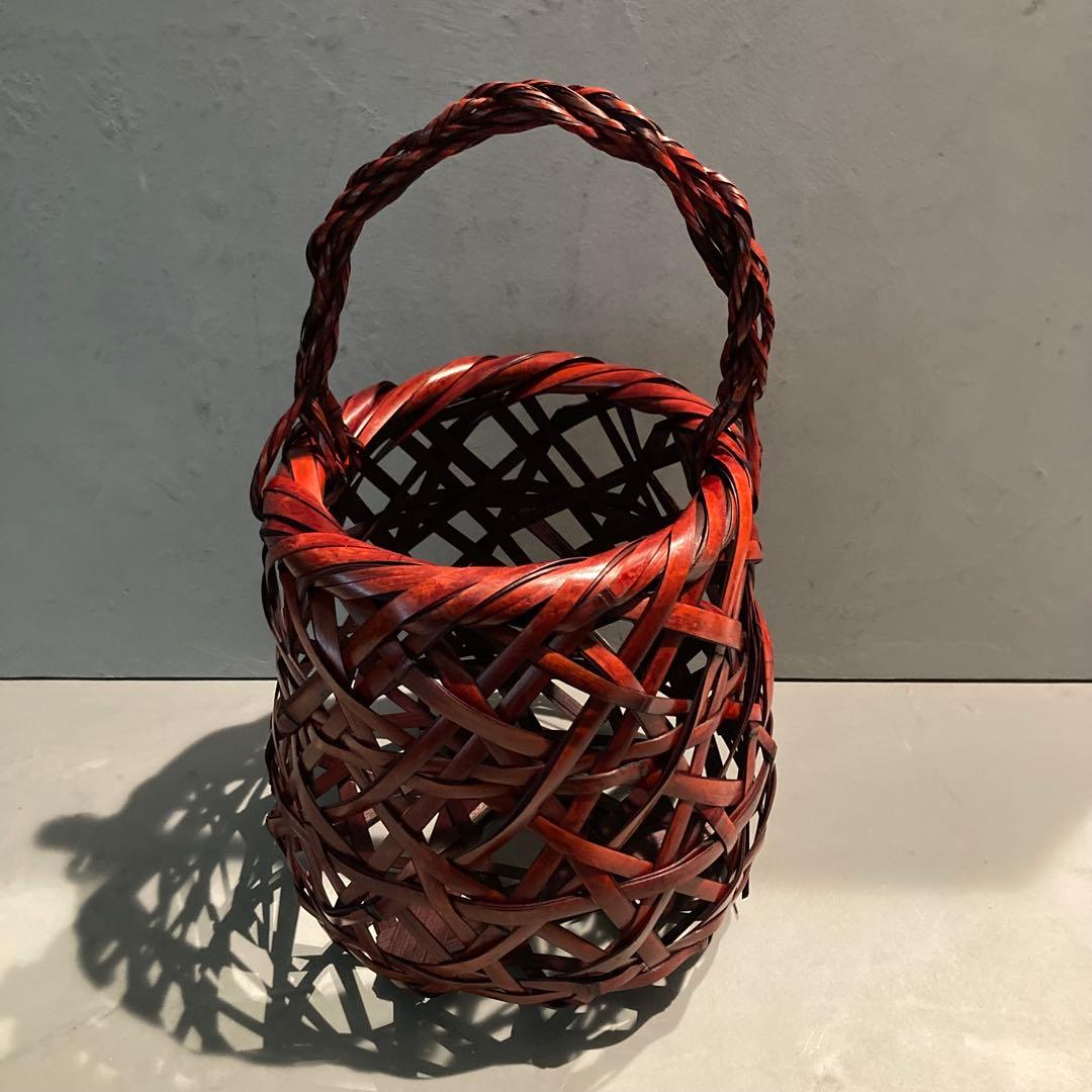 【未使用】花籠 籠花入 かやごもり 花器 茶道具 37cm×24cm