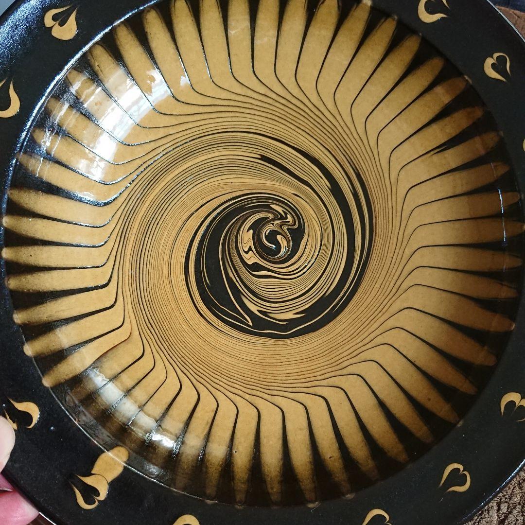 未使用 民藝 布志名焼 スリップウエア 皿 深皿 深鉢ヴィンテージ 食器 湯町窯