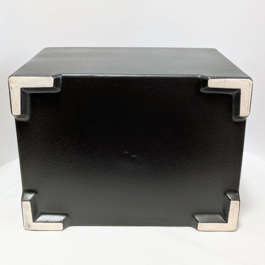 手付き火消し壺　黒四方　サイズ大 黒共蓋陶器製　水屋道具