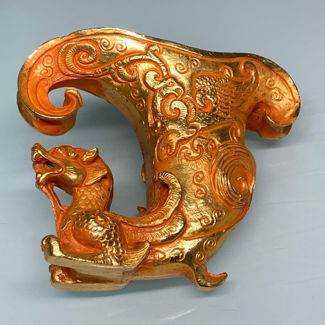古代清代　文房具　古い金酒盃　置物時代物 中国古玩　縁起物 運勢UP インテリア