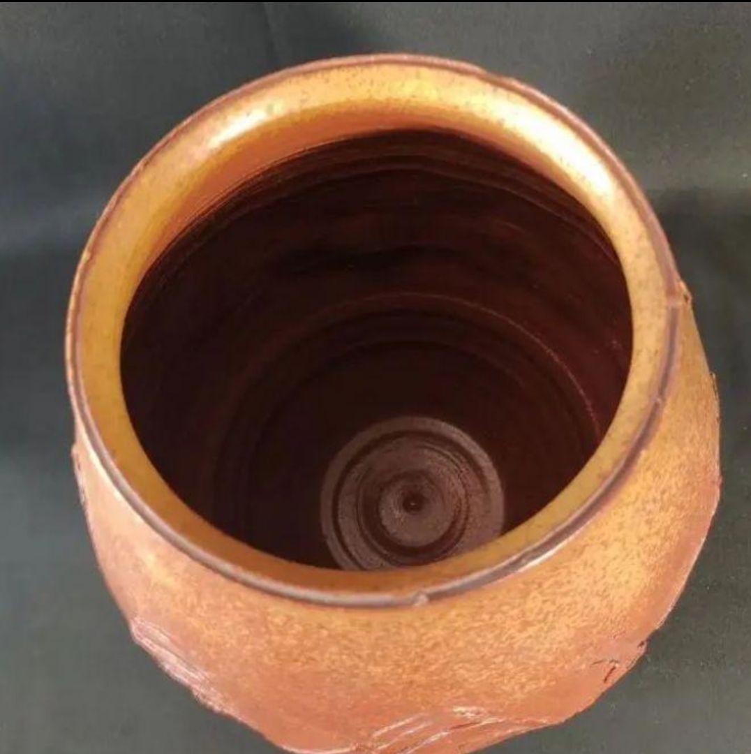 【未使用美品】 皿谷実作 熊野焼 花瓶 大型 栞付 作家物 美術工芸 伝統工芸