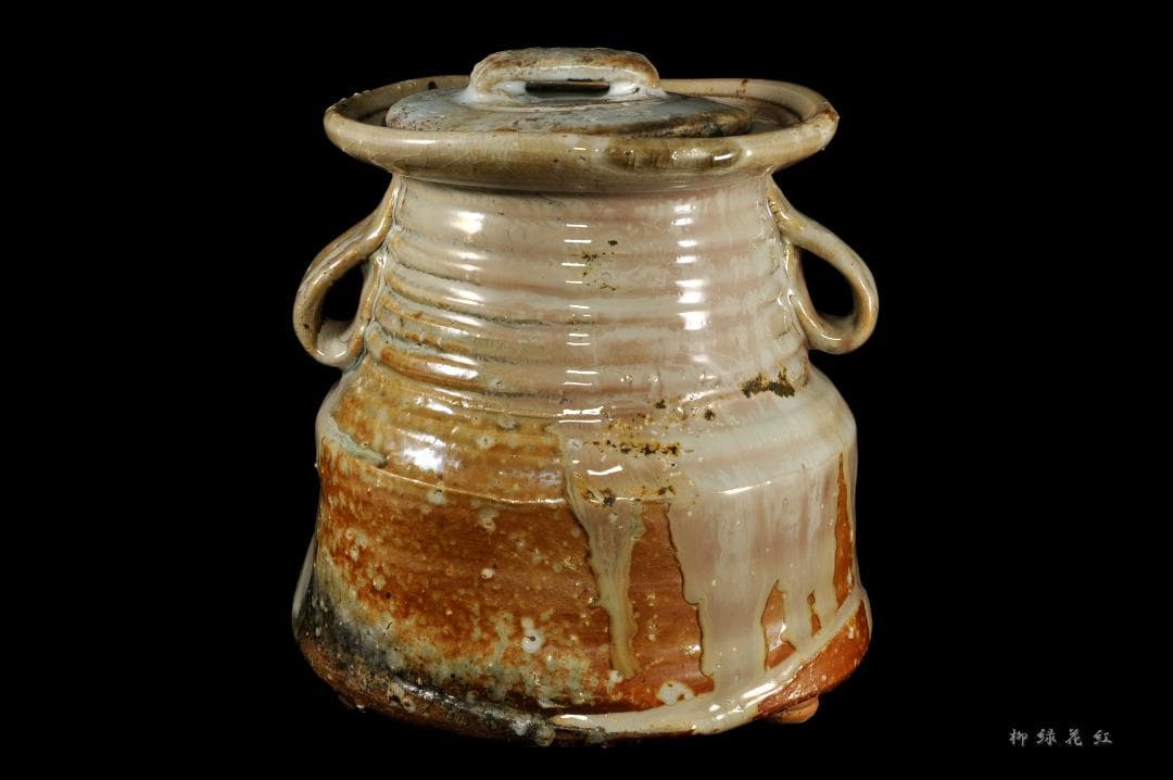 十三代 坂田泥華 萩耳付灰被 水指 淡々斎書付 共箱 茶道具 天耳庵 最上位作品