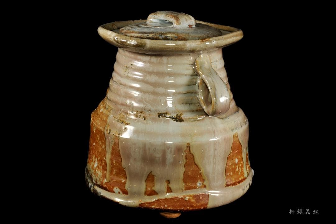 十三代 坂田泥華 萩耳付灰被 水指 淡々斎書付 共箱 茶道具 天耳庵 最上位作品