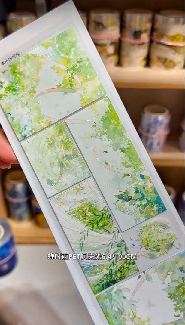 【8619】海外　マステ　3/5/巻売り　貝殻光マスキングテープ　背景