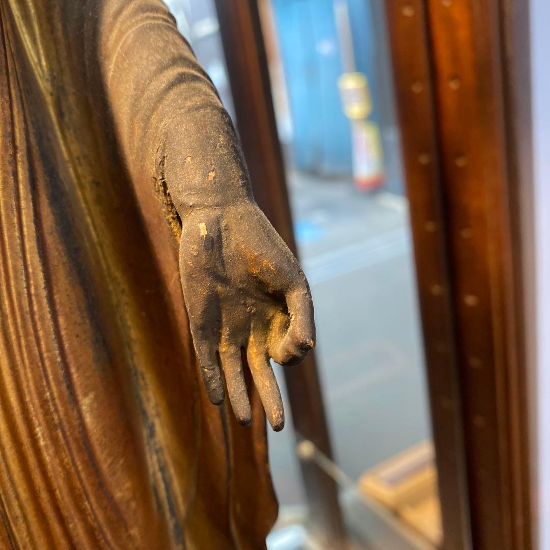 【感謝】阿弥陀如来像　木彫玉眼　江戸中期