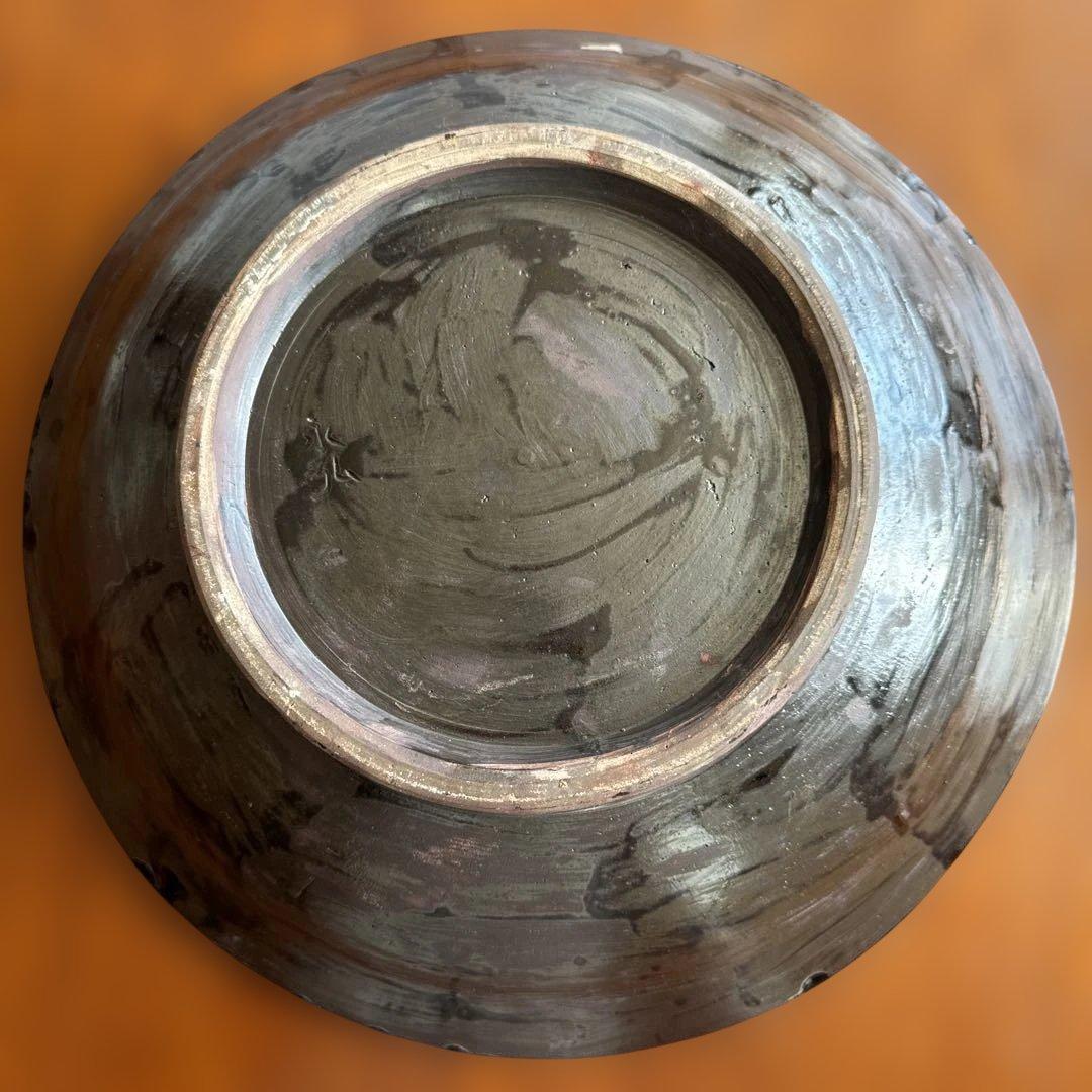 壺屋焼.小橋川永弘.緑釉.唐草.掻き落とし.大皿.希少品.未使用品