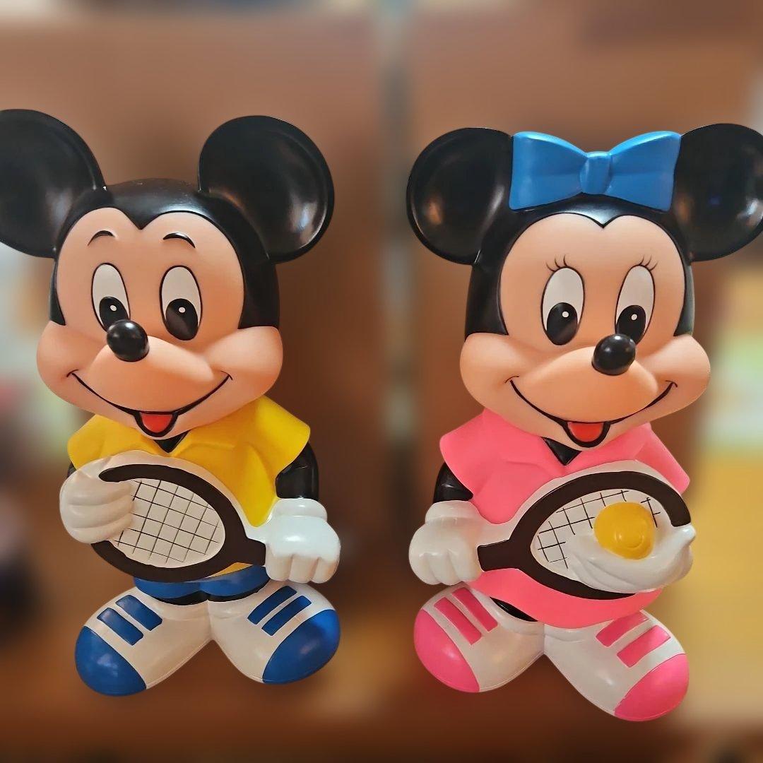 【特別品】大型ミッキー ミニー テニス 貯金箱