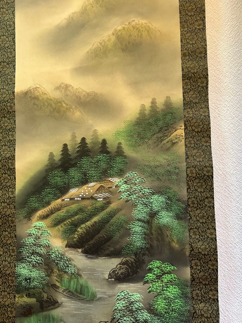 水墨画 山水画 竹ノ風景画 掛け軸 壁掛け飾り