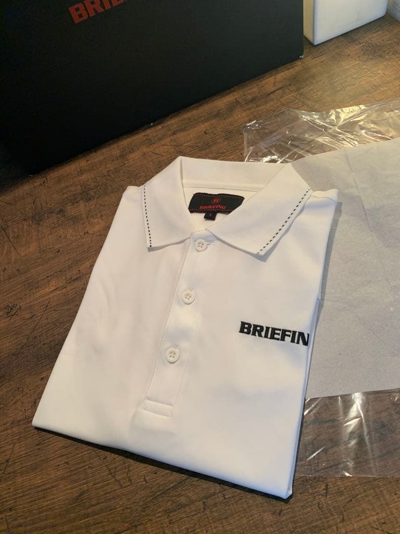 BRIEFING ホワイトブラック ポロ S