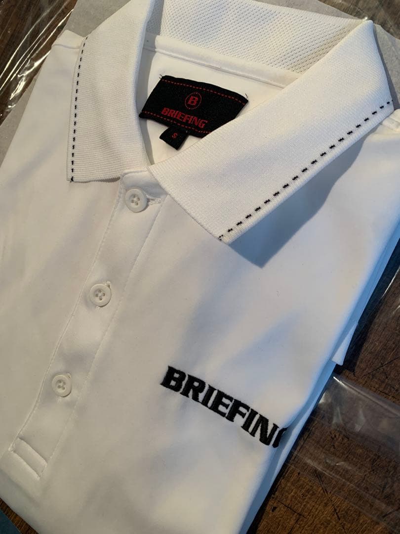 BRIEFING ホワイトブラック ポロ S