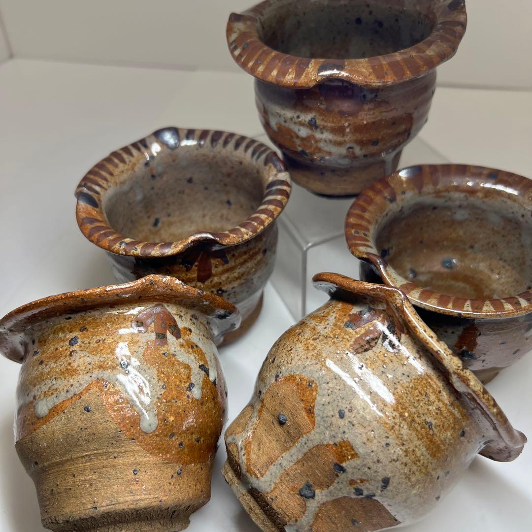 古唐津　絵唐津向付5客　口径約10㎝　東Y7-1112☆2Fトヒコ