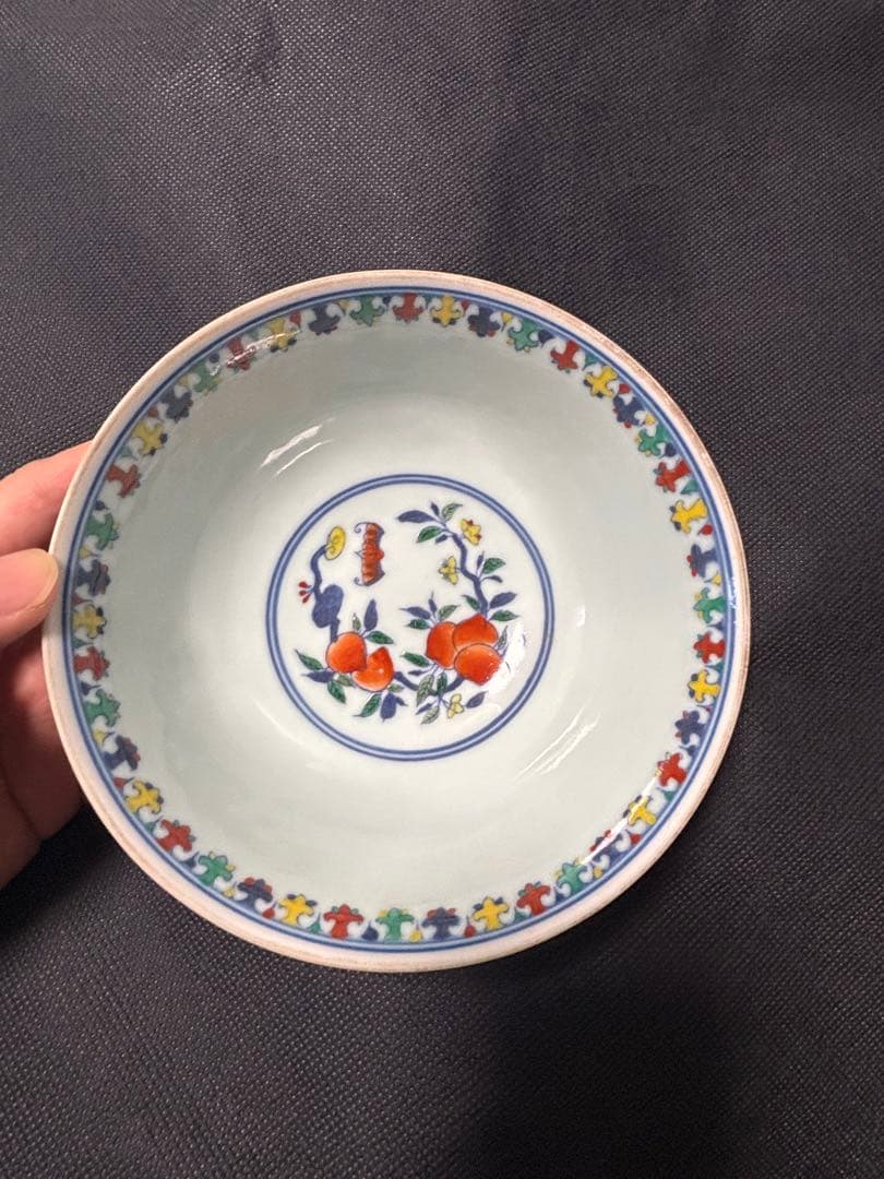 中国清時代　闘彩　龍文茶碗 豆彩 鬥彩 大清雍正年製在銘 官窯 15cm