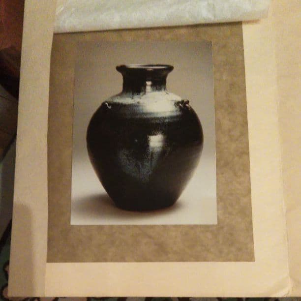 益子焼き　釉美三耳の壺