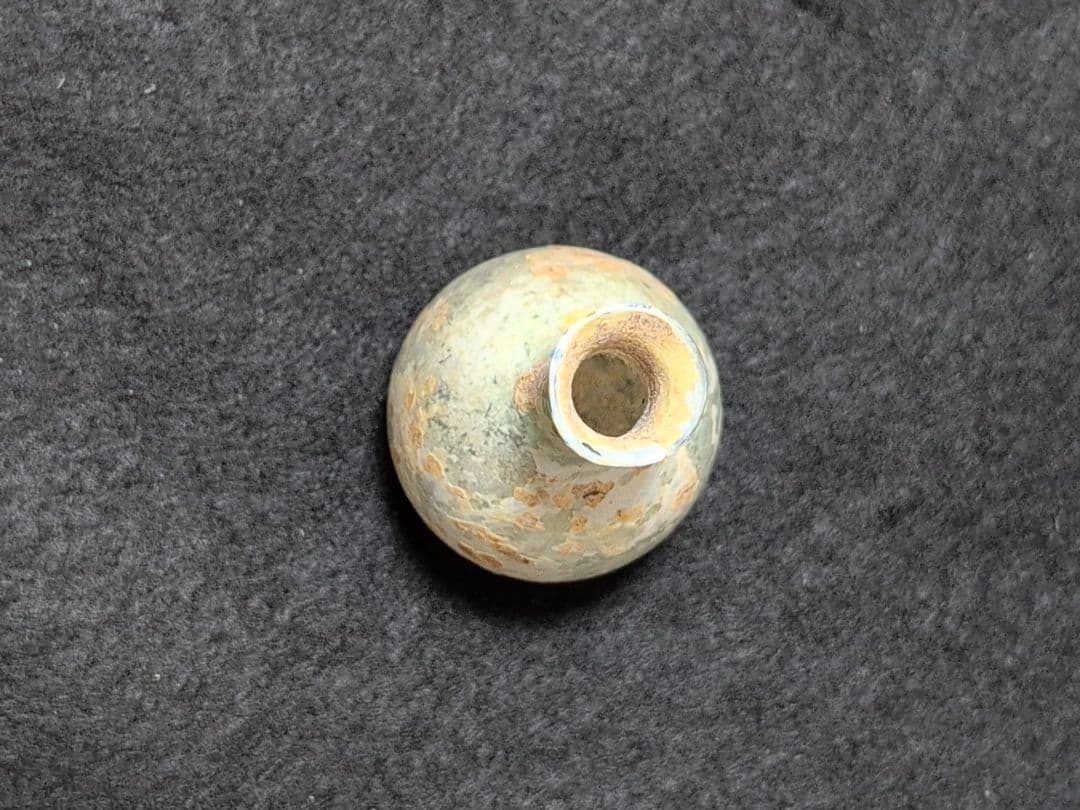 ローマングラス 小型ガラス瓶 透明感 オレンジ斑点