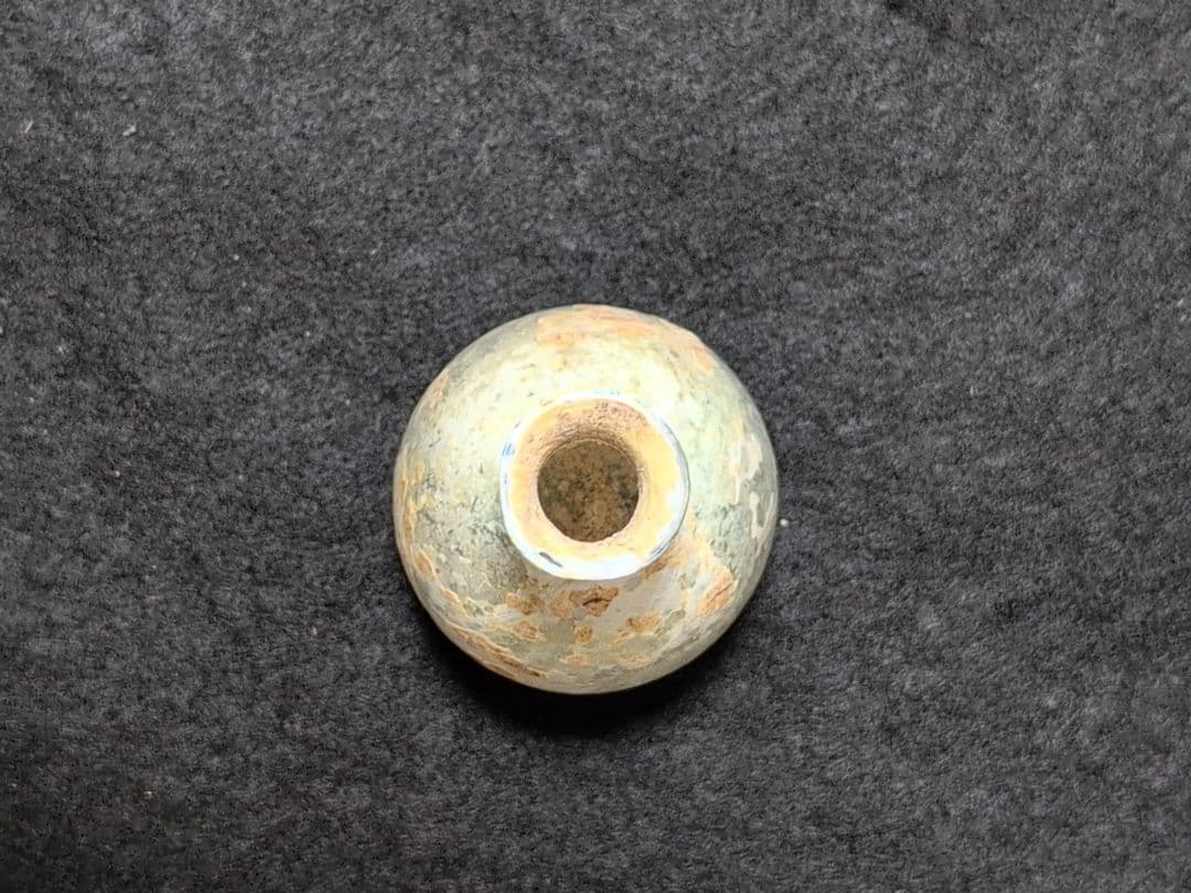 ローマングラス 小型ガラス瓶 透明感 オレンジ斑点