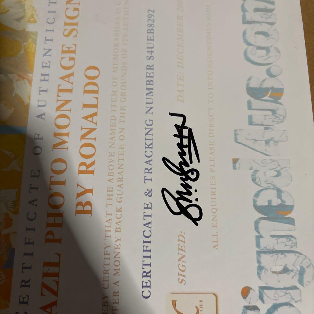 ロナウド サイン入りフォト ブラジル代表 #9 証明書あり