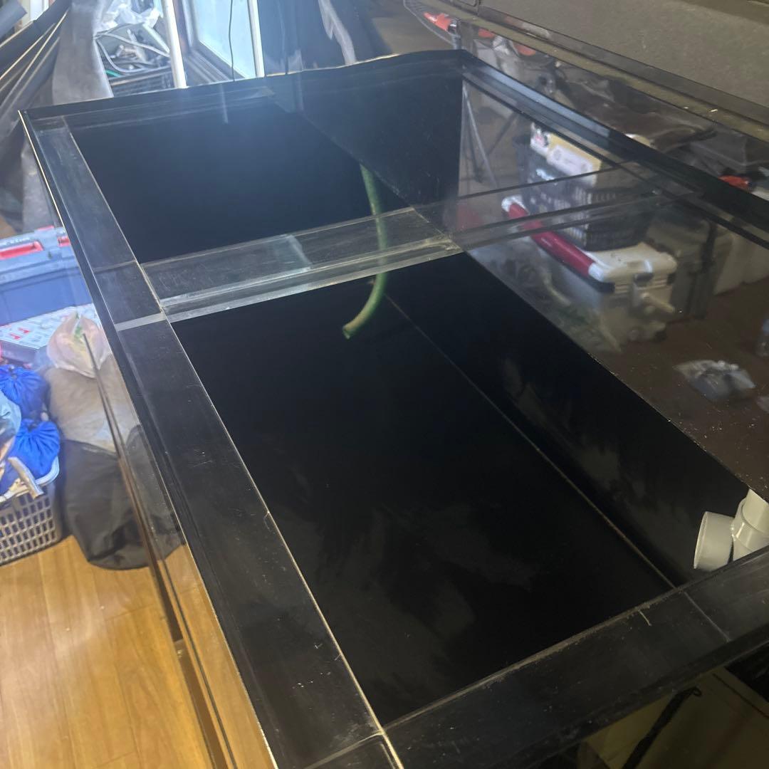 3面ブラック　上部ガラス水槽と台のセット