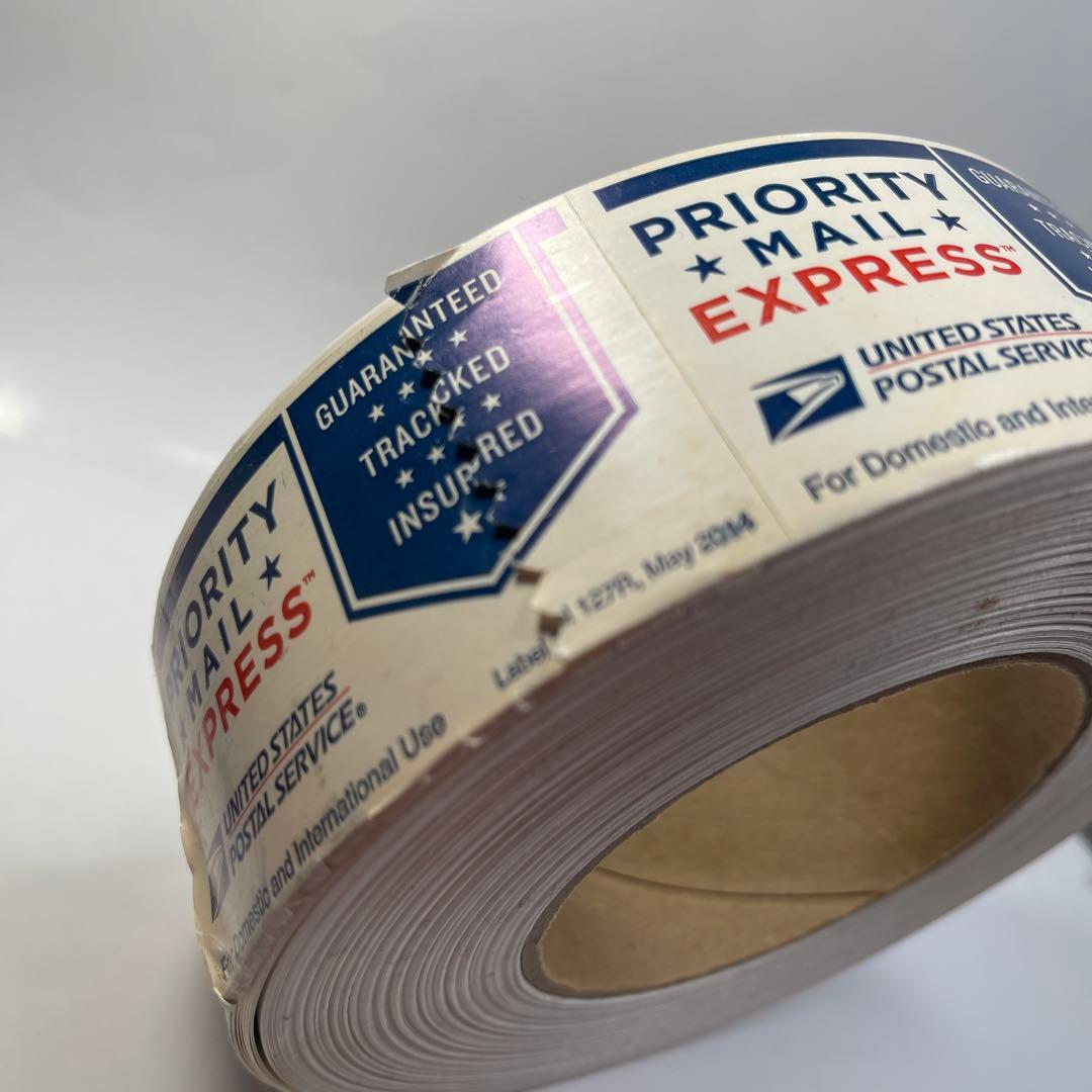 海外郵政ステッカー青。ロール売り