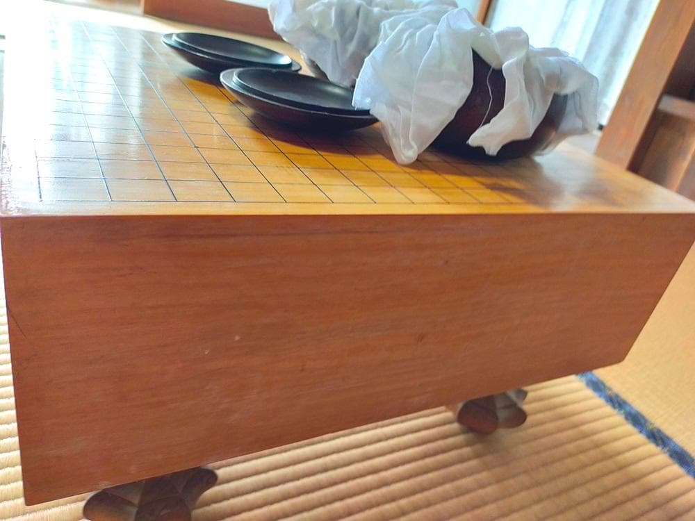 木製囲碁碁盤と碁石セット