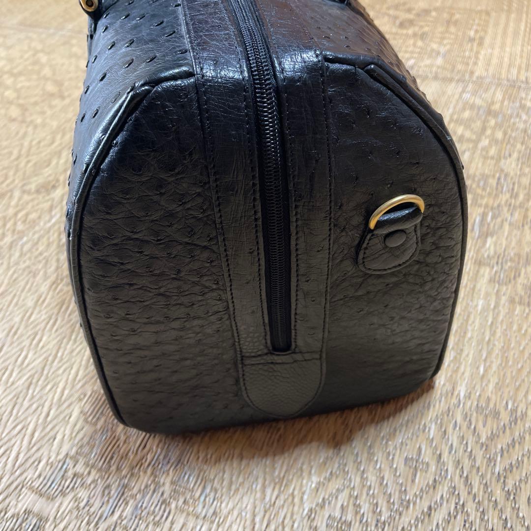 美品 オーストリッチ ボストンバッグ 黒 ブラック 2WAY 旅行 バック