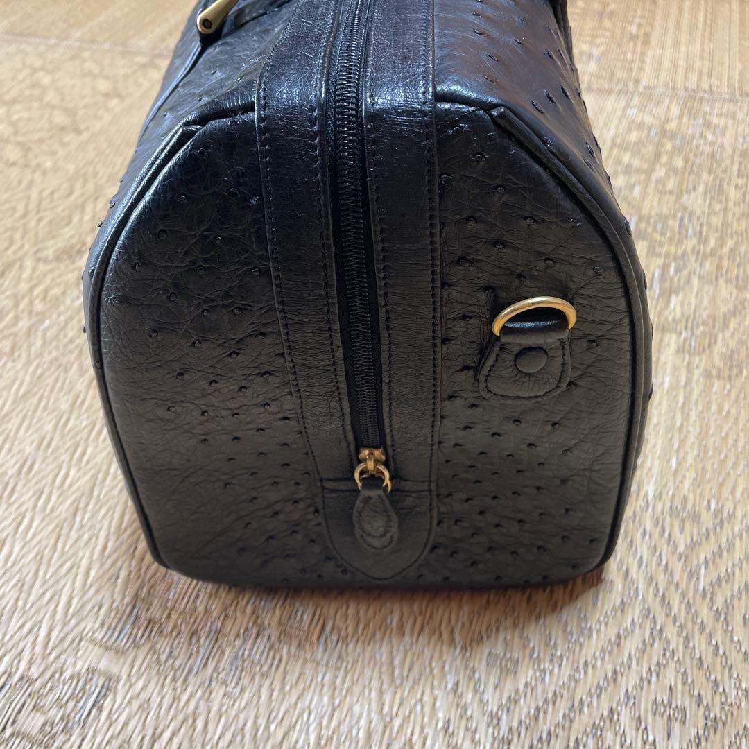 美品 オーストリッチ ボストンバッグ 黒 ブラック 2WAY 旅行 バック
