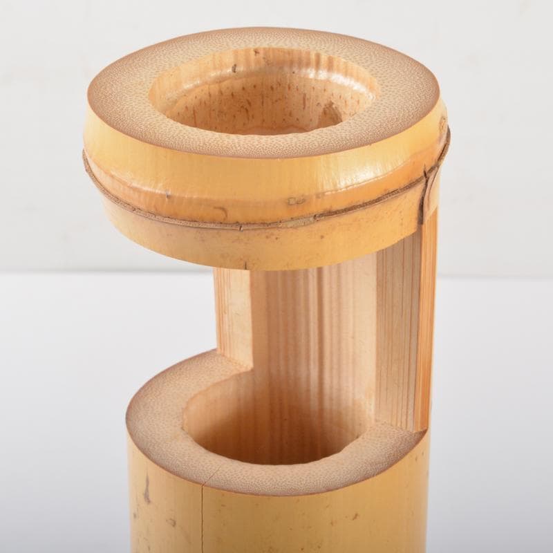 Caz　一重切花入　銘「千代乃友」　紫野　細合喝堂書付　共箱　V　5806